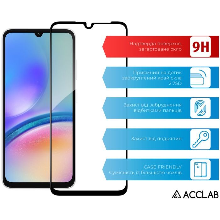 Скло захисне ACCLAB Full Glue Samsung A05S Black (1283126581908) зображення 3