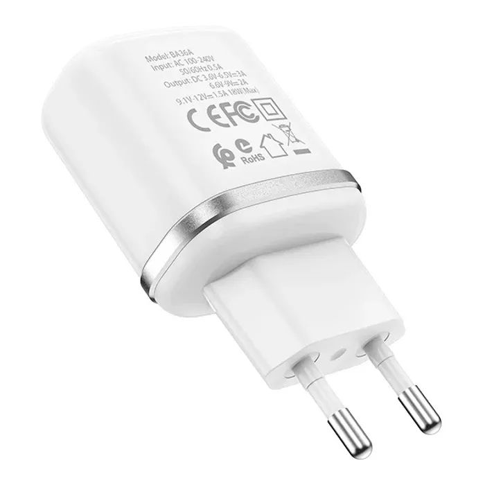 Зарядний пристрій BOROFONE BA36A High Speed USB QC3.0 18W White (6931474715975) зображення 2