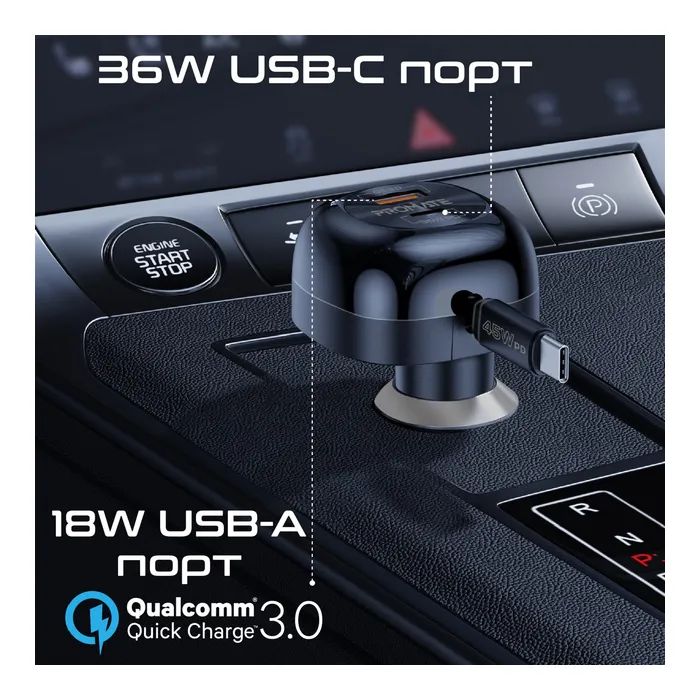 Зарядний пристрій Promate 62W USB-C cable + USB-A/USB-C ports (powerdrive-rc65) зображення 4