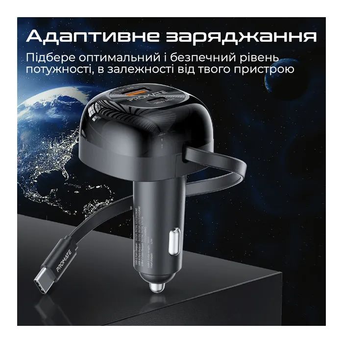 Зарядний пристрій Promate 62W USB-C cable + USB-A/USB-C ports (powerdrive-rc65) зображення 5