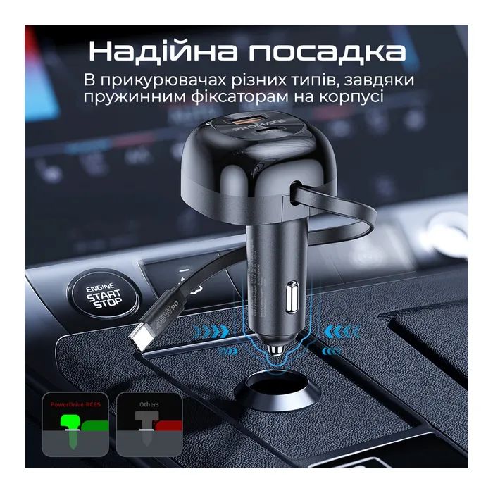 Зарядний пристрій Promate 62W USB-C cable + USB-A/USB-C ports (powerdrive-rc65) зображення 7