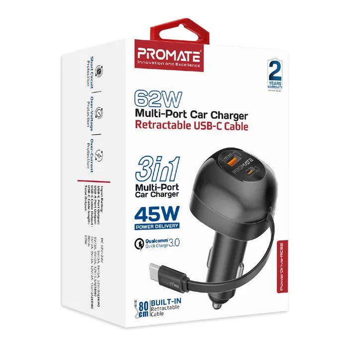 Зарядний пристрій Promate 62W USB-C cable + USB-A/USB-C ports (powerdrive-rc65) зображення 8