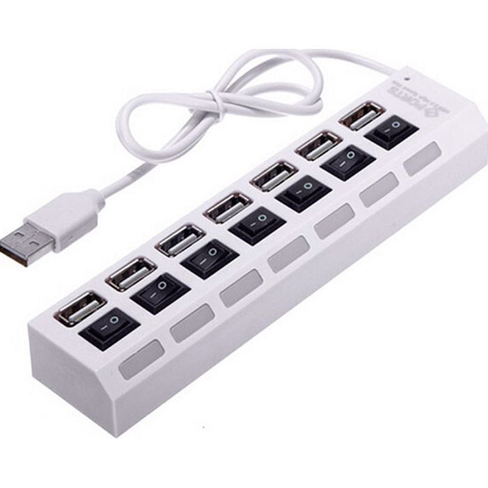 Концентратор Voltronic USB 2.0 to 7xUSB with switches white (YT-H7SHS-W) изображение 2