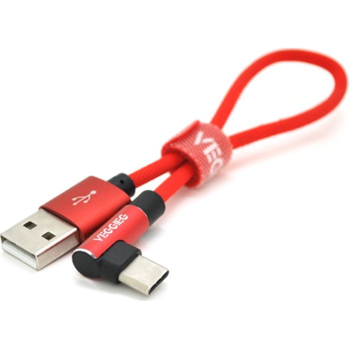 Дата кабель USB 2.0 AM to USB-C 0.2m 2.4A red VEGGIEG (YT-UT-20R)