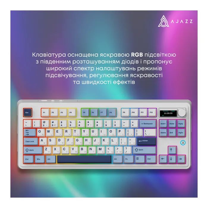 Клавиатура Ajazz AK870 PLUS Murad Switch RGB Wireless/Bluetooth/USB White (AK870-MU-BWD) изображение 12 Клавиатура Ajazz AK870 PLUS Murad Switch RGB Wireless/Bluetooth/USB White (AK870-MU-BWD) изображение 12