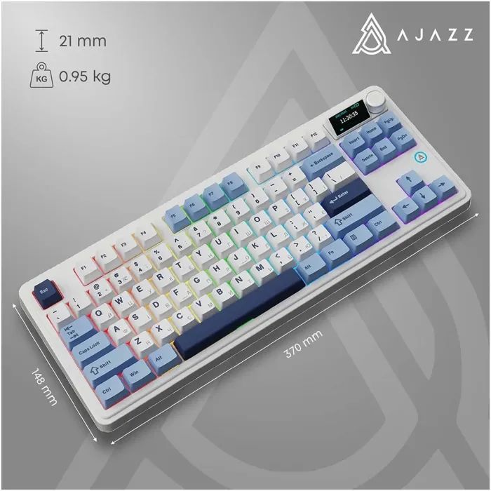 Клавиатура Ajazz AK870 PLUS Murad Switch RGB Wireless/Bluetooth/USB White (AK870-MU-BWD) изображение 7 Клавиатура Ajazz AK870 PLUS Murad Switch RGB Wireless/Bluetooth/USB White (AK870-MU-BWD) изображение 7