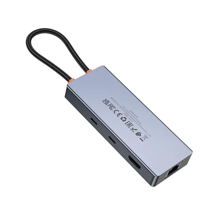 Концентратор HOCO HB52 USB-C to HDMI + RJ45 + SD + TF + PD + USB-C 3.0 + 2xUSB 3.0 Space Gray (6942007647311) зображення 2