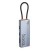Концентратор HOCO HB52 USB-C to HDMI + RJ45 + SD + TF + PD + USB-C 3.0 + 2xUSB 3.0 Space Gray (6942007647311) зображення 3