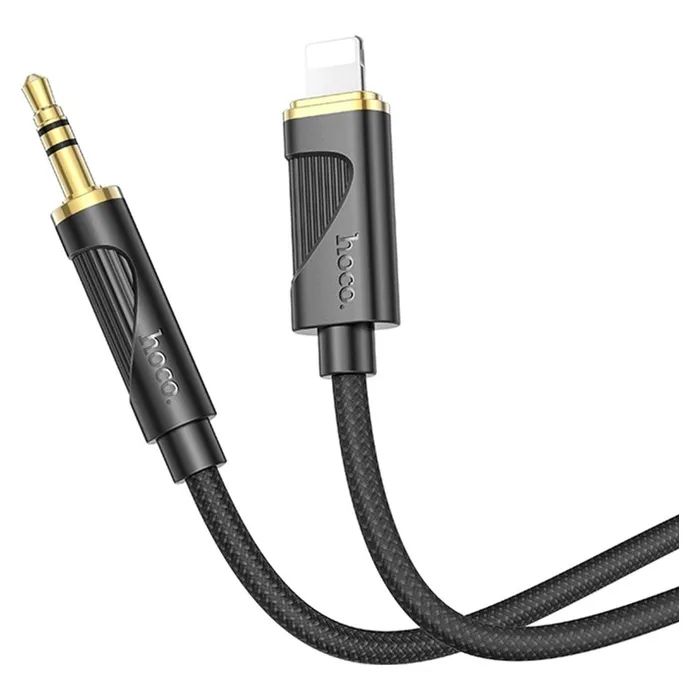 Кабель мультимедійний Lightning to 3.5mm M 1.0m silicone black HOCO (6942007625494)