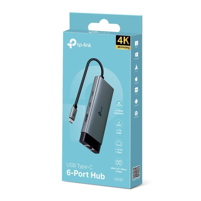 Концентратор TP-Link USB 3.0 6-in-1 2xUSB 3.0 + 1xUSB-C + 1xHDMI + 1xRJ45 + PD 100W (UH6120C) изображение 13