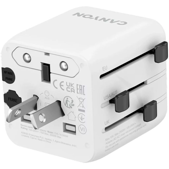 Перехідник Canyon Travel Adapter OnTour One EU/UK/US/AUS White (CNS-TA1005W) зображення 4