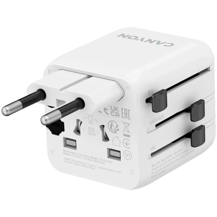 Перехідник Canyon Travel Adapter OnTour One EU/UK/US/AUS White (CNS-TA1005W) зображення 5