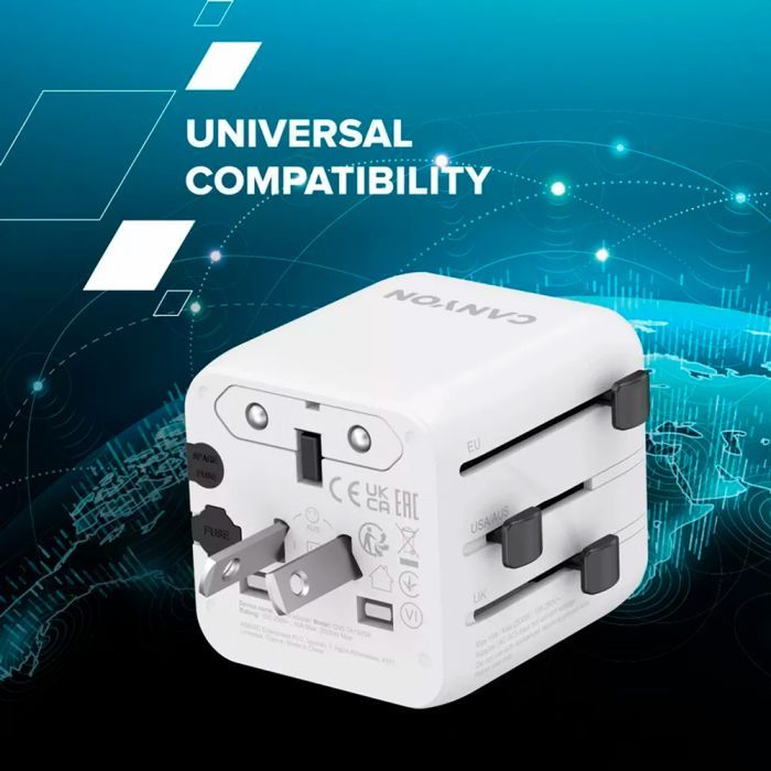 Перехідник Canyon Travel Adapter OnTour One EU/UK/US/AUS White (CNS-TA1005W) зображення 8