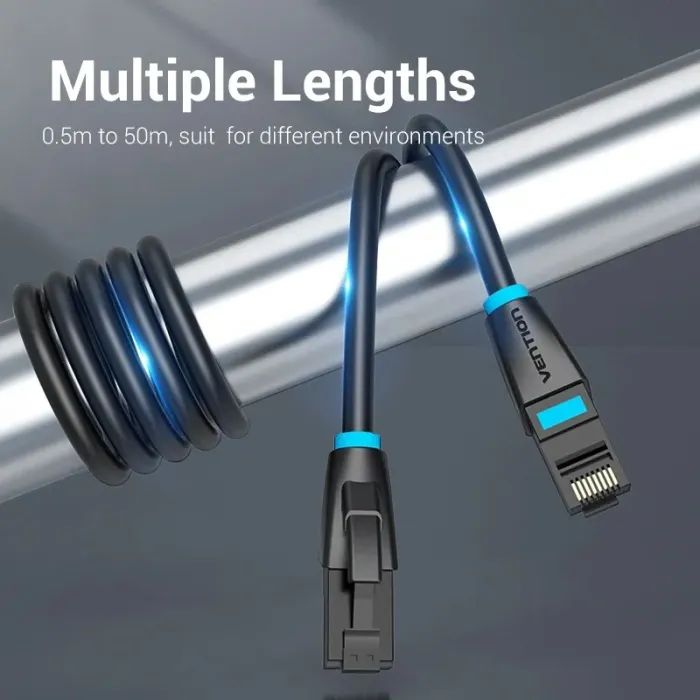 Патч-корд 1м, UTP cat 7 RJ-45 black Vention (IBKBF) изображение 3