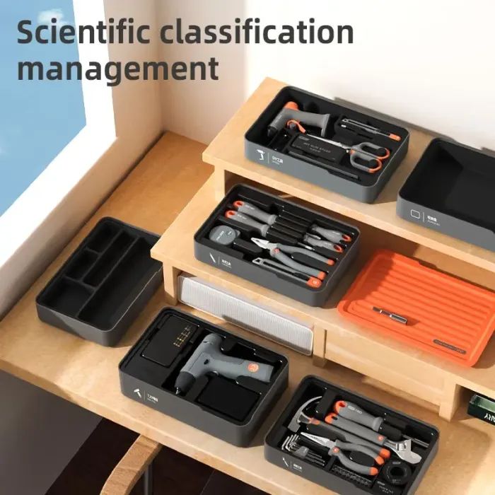 Набір інструментів Deli 7 шт. у модульному кейсі (H1001-D) зображення 2