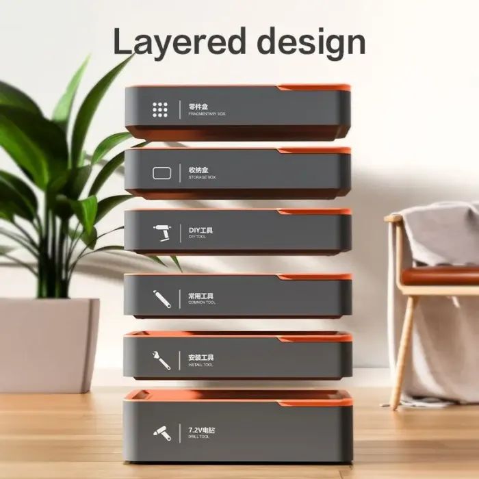 Набір інструментів Deli 7 шт. у модульному кейсі (H1001-D) зображення 4