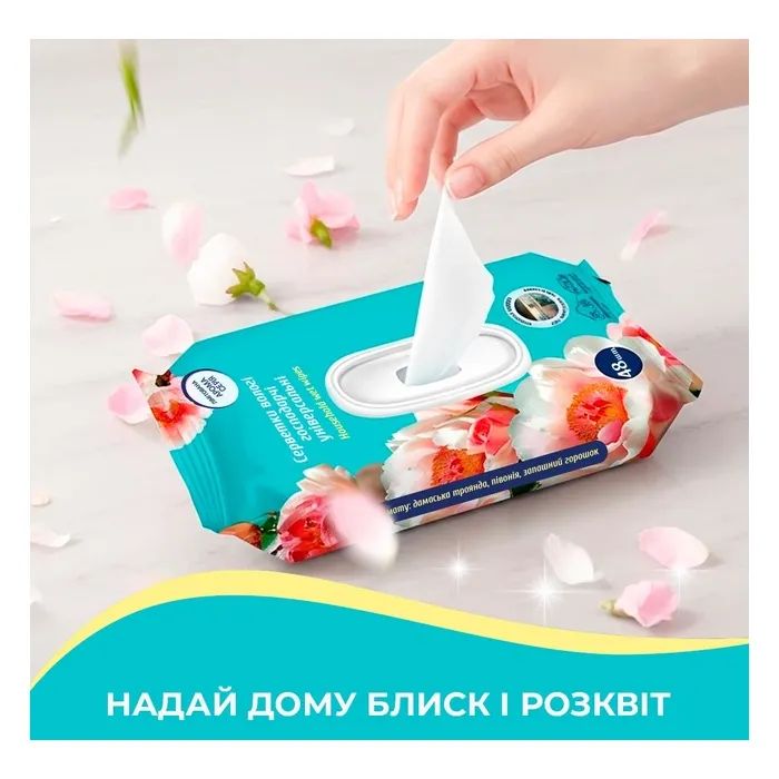 Серветки для прибирання Pani Blysk Вологі універсальні Квіткова ніжність 48 шт. (4823071670943) зображення 3