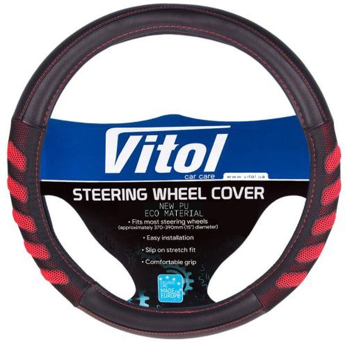 Чохол на руль VITOL M чорн./черв. (VLU-1808010 BK/RD M)