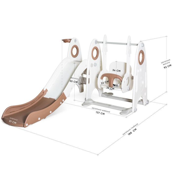 Игровая площадка Mealux Cosmo White/Coffee (KD-B022 White/Coffee) изображение 2