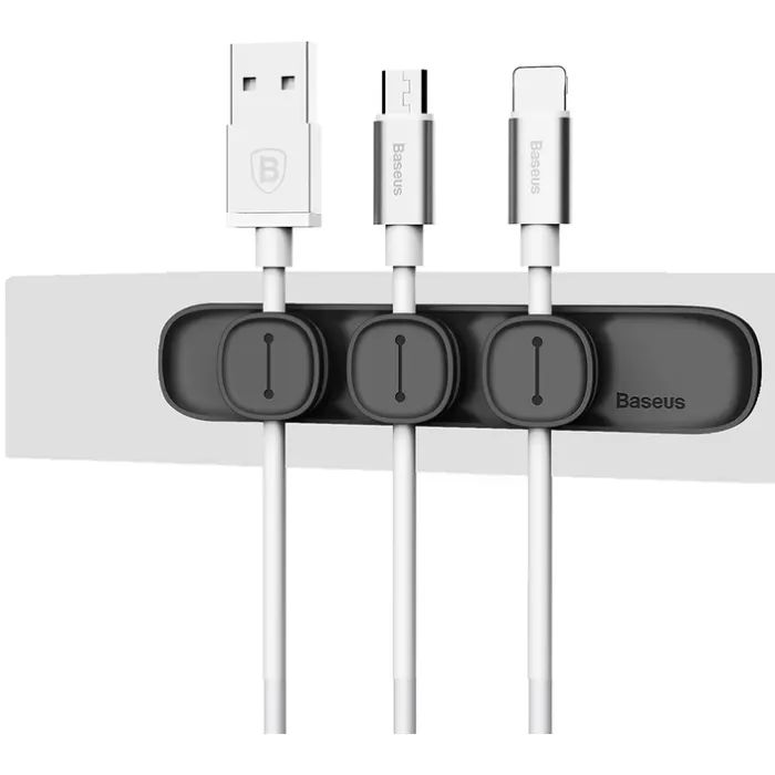 Держатель для кабеля Baseus Peas Cable Clip Black (ACWDJ-01) изображение 4