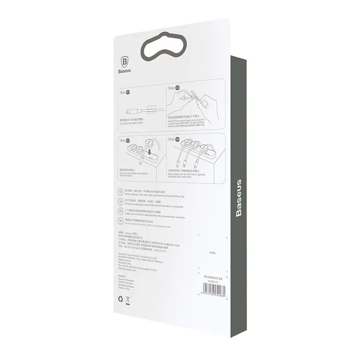 Держатель для кабеля Baseus Peas Cable Clip Black (ACWDJ-01) изображение 7