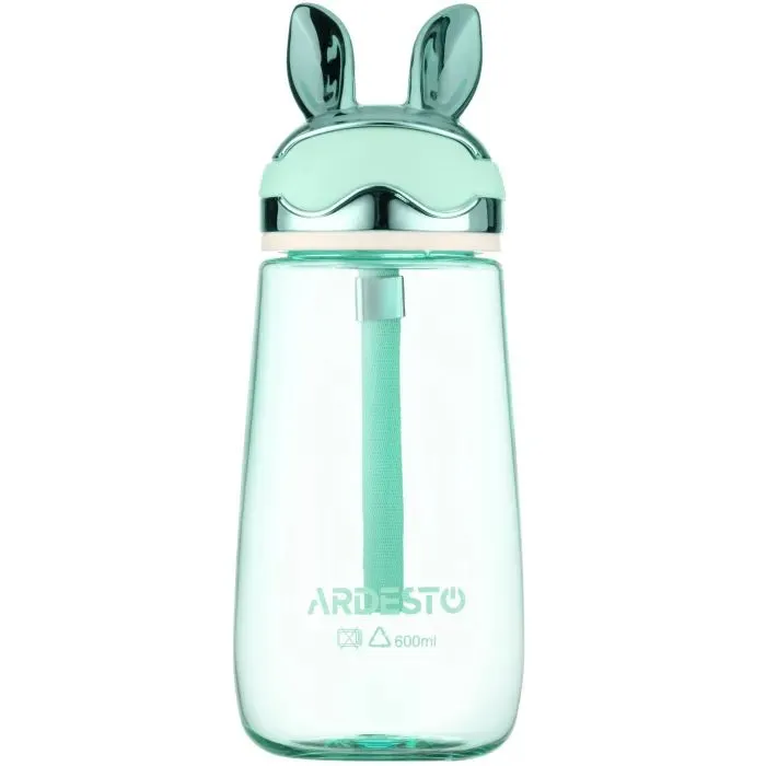 Пляшка для води Ardesto Bunny 600мл, пластик, зелений (AR2260BB)