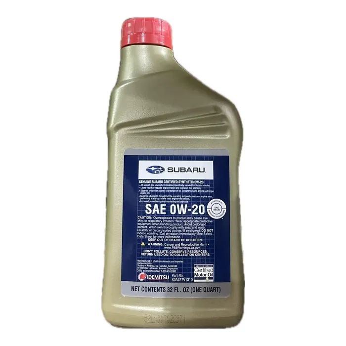Моторное масло SUBARU SYNTHETIC SAE 0W-20 SN 0,946л (SOA427V1310) изображение 2