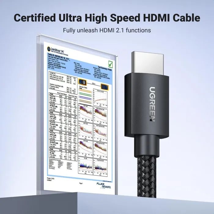 Кабель мультимедийный HDMI M to HDMI M 10.0m 8K60Hz 48Gbps braided Ugreen (95966) изображение 2