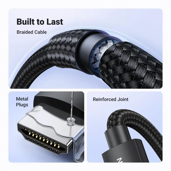 Кабель мультимедийный HDMI M to HDMI M 10.0m 8K60Hz 48Gbps braided Ugreen (95966) изображение 6
