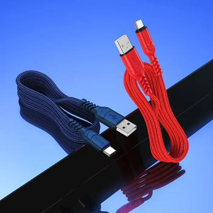 Дата кабель USB 2.0 AM to USB-C 1.0m 3A nylon X59 blue HOCO (6931474744944) изображение 4