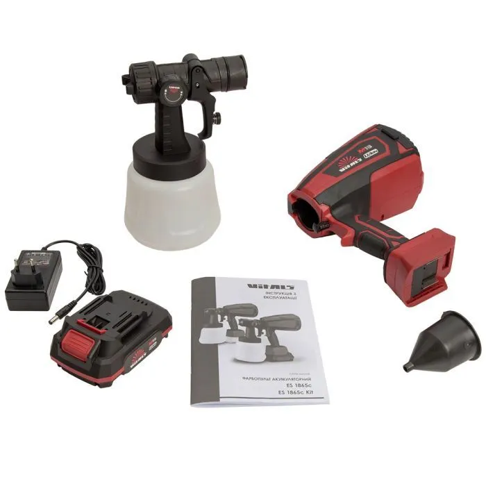 Краскопульт Vitals Master, ES 1865C Kit, 18V, 2Ah, 0.7Nm, 650мл/мин, ЗП, 1.5кг (243608) изображение 2