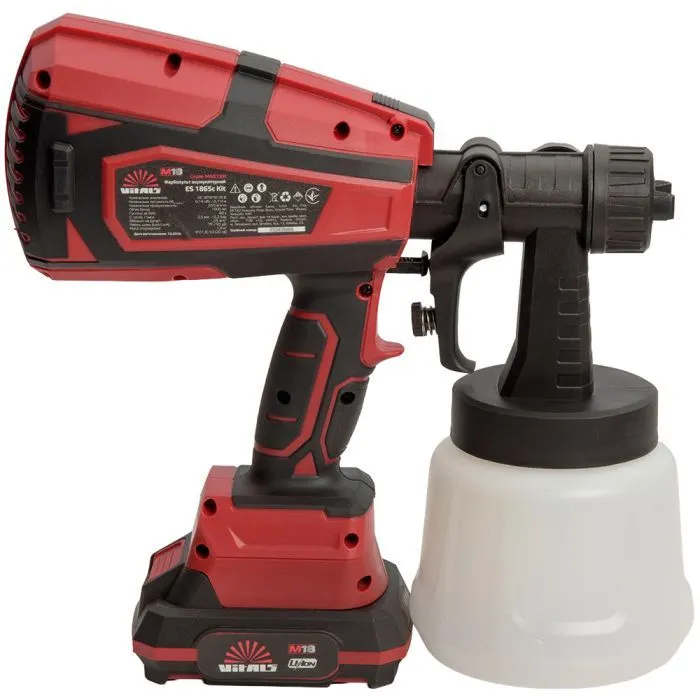 Краскопульт Vitals Master, ES 1865C Kit, 18V, 2Ah, 0.7Nm, 650мл/мин, ЗП, 1.5кг (243608) изображение 6