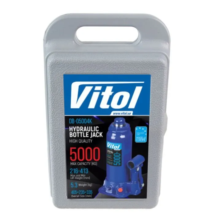 Домкрат Vitol DB-05004K/T90504S, телескопічний, гідравлічний, 5т, min 216мм, max 413мм, валіза (DB-05004K) зображення 6