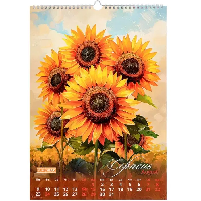 Календарь Buromax настенный А3 2027 год, 1 пружина, Flowers (BM.210604) изображение 11