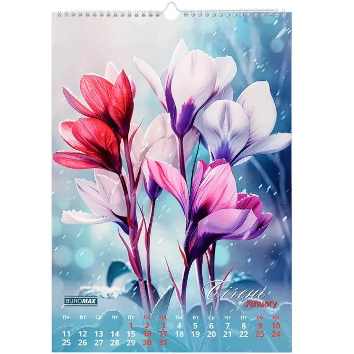 Календарь Buromax настенный А3 2027 год, 1 пружина, Flowers (BM.210604) изображение 2
