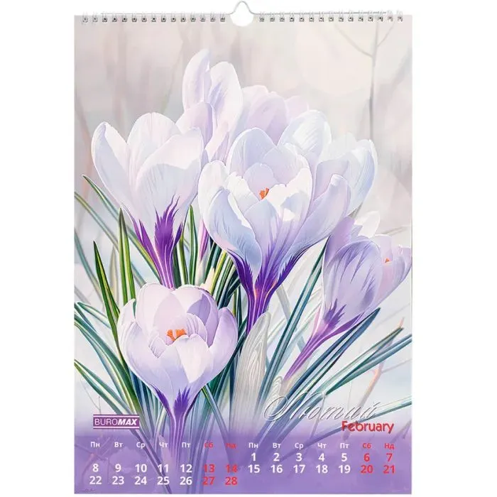 Календарь Buromax настенный А3 2027 год, 1 пружина, Flowers (BM.210604) изображение 3