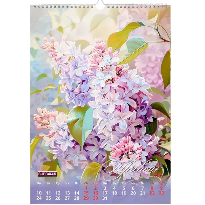 Календарь Buromax настенный А3 2027 год, 1 пружина, Flowers (BM.210604) изображение 7