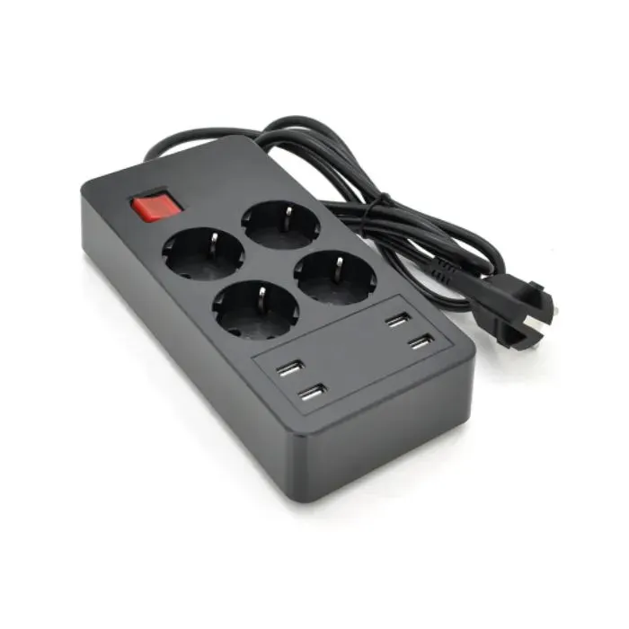 Мережевий фільтр живлення Voltronic 4 роз, 4USB 5V-2.4A, 250V/4000W Black (P-EU4U4S-4000W)