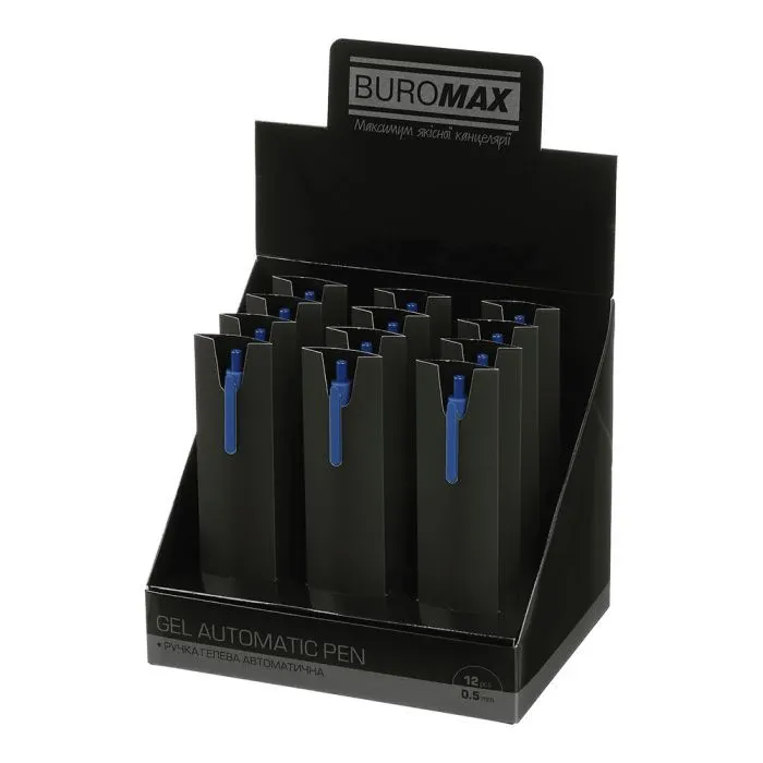 Ручка гелевая Buromax автоматическая SILK, 0,5 мм, синие чернила, синяя (BM.83100-02) изображение 4