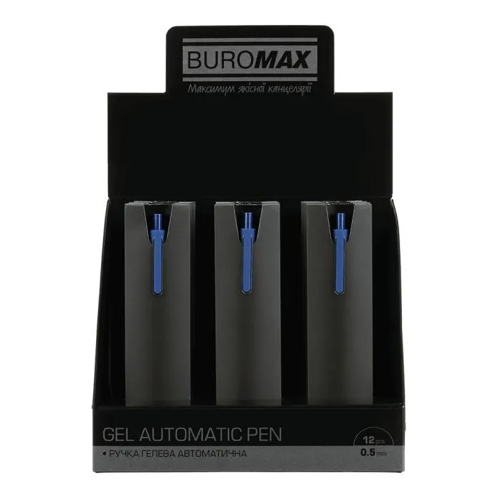 Ручка гелевая Buromax автоматическая SILK, 0,5 мм, синие чернила, синяя (BM.83100-02) изображение 5