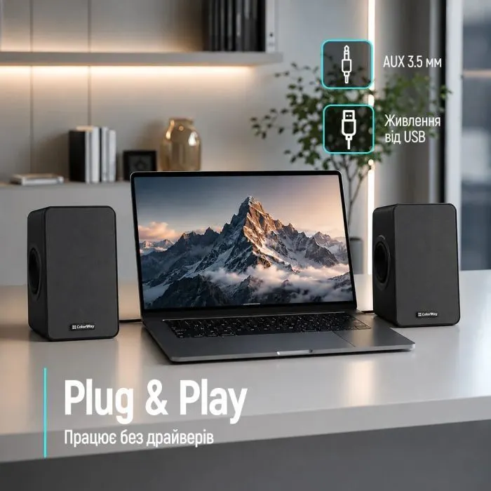 Акустическая система ColorWay BaseSound 2.0 USB Black (CW-SPU03BK) изображение 7