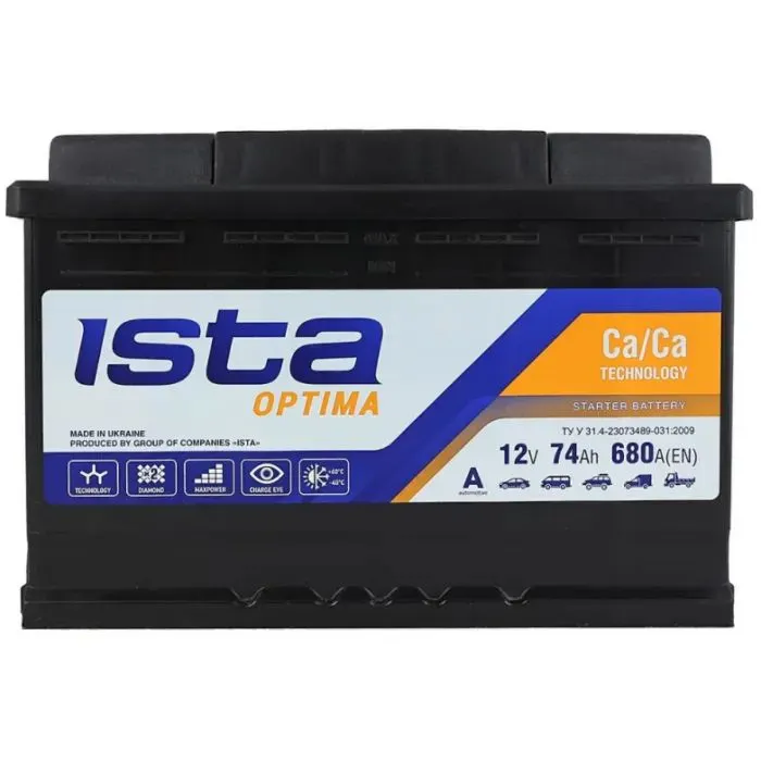 Акумулятор автомобільний ISTA Optima 74Ah 680A R+ (L3)