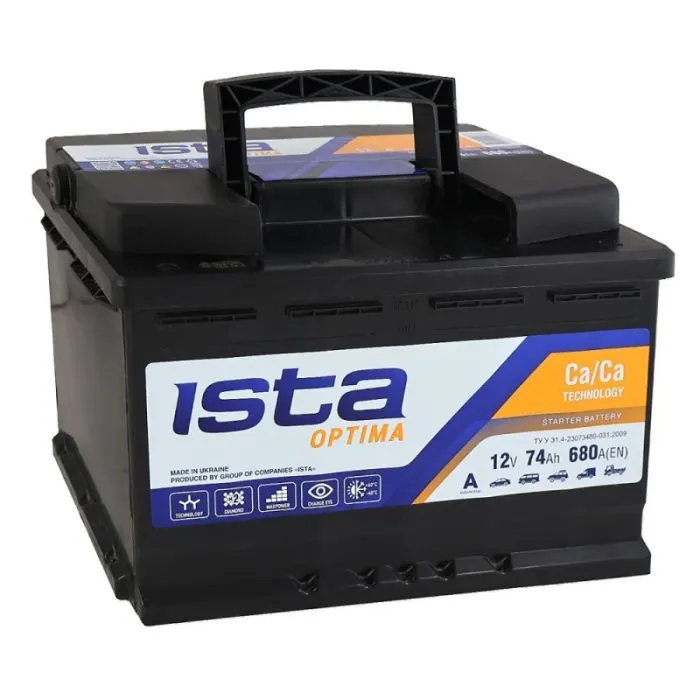 Акумулятор автомобільний ISTA Optima 74Ah 680A R+ (L3) зображення 3