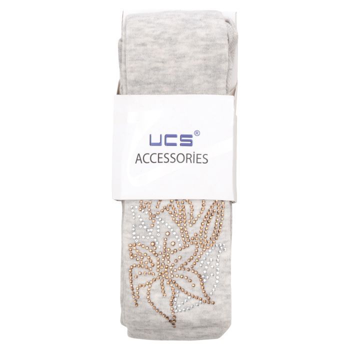 Колготки детские UCS Socks с цветами из страз (M0C0302-1041-11G-beige) изображение 2