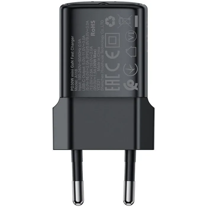 Зарядное устройство Acefast USB-C 30W GaN + cable USB-C black (6974316285175) изображение 3