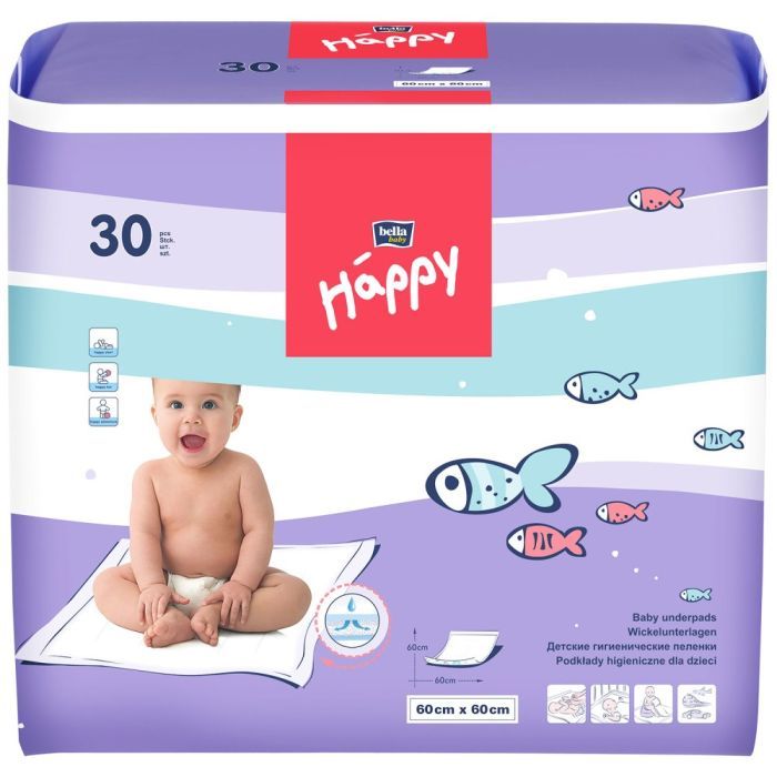 Пелюшки для малюків Bella Baby Happy 60x60 см 30 шт (5900516601676)