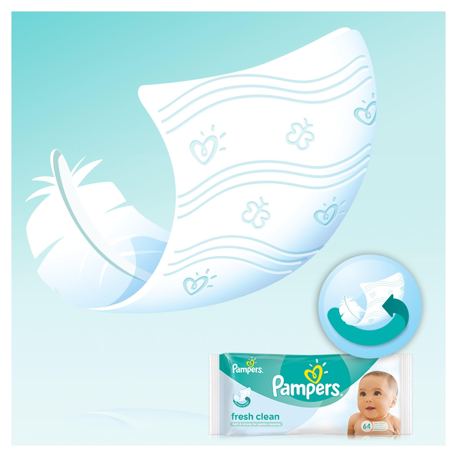 Детские влажные салфетки Pampers Baby Fresh Clean Duo 2х64шт (4015400439202) изображение 5