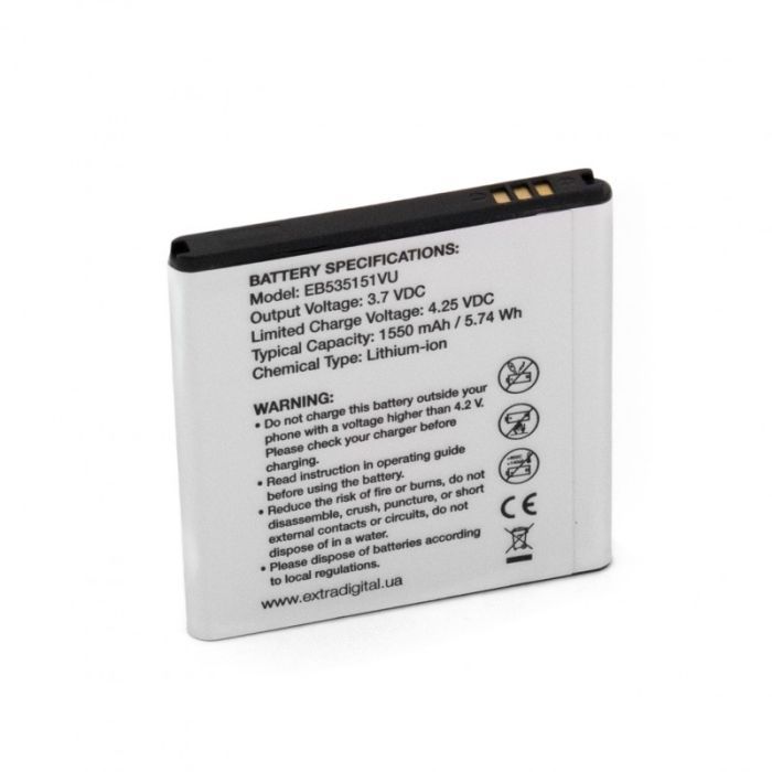 Аккумуляторная батарея Extradigital Samsung GT-i9070 Galaxy S Advance (1550 mAh) (BMS6306) изображение 2