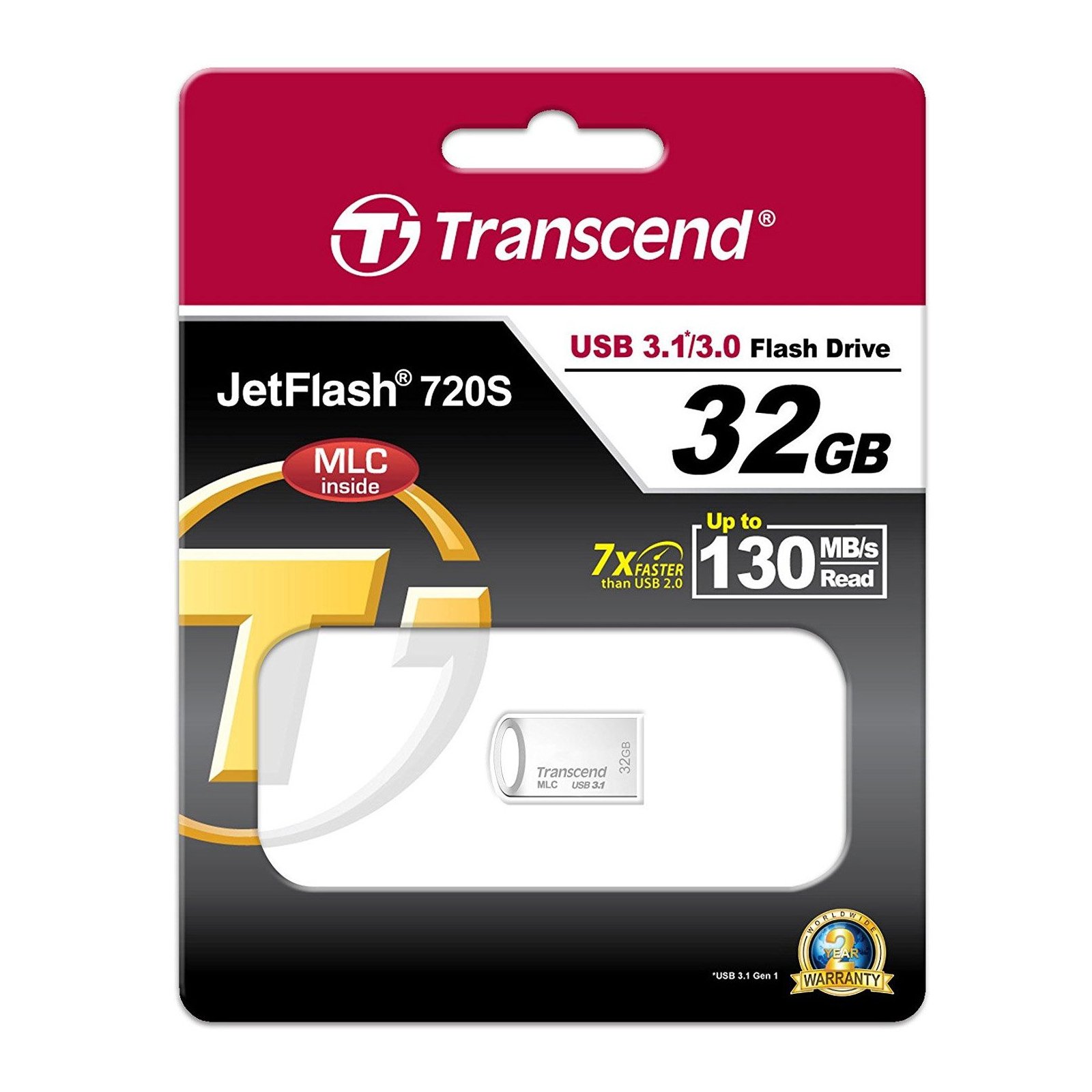 USB флеш накопитель Transcend 32GB JetFlash 720 Silver Plating USB 3.1 (TS32GJF720S) изображение 4