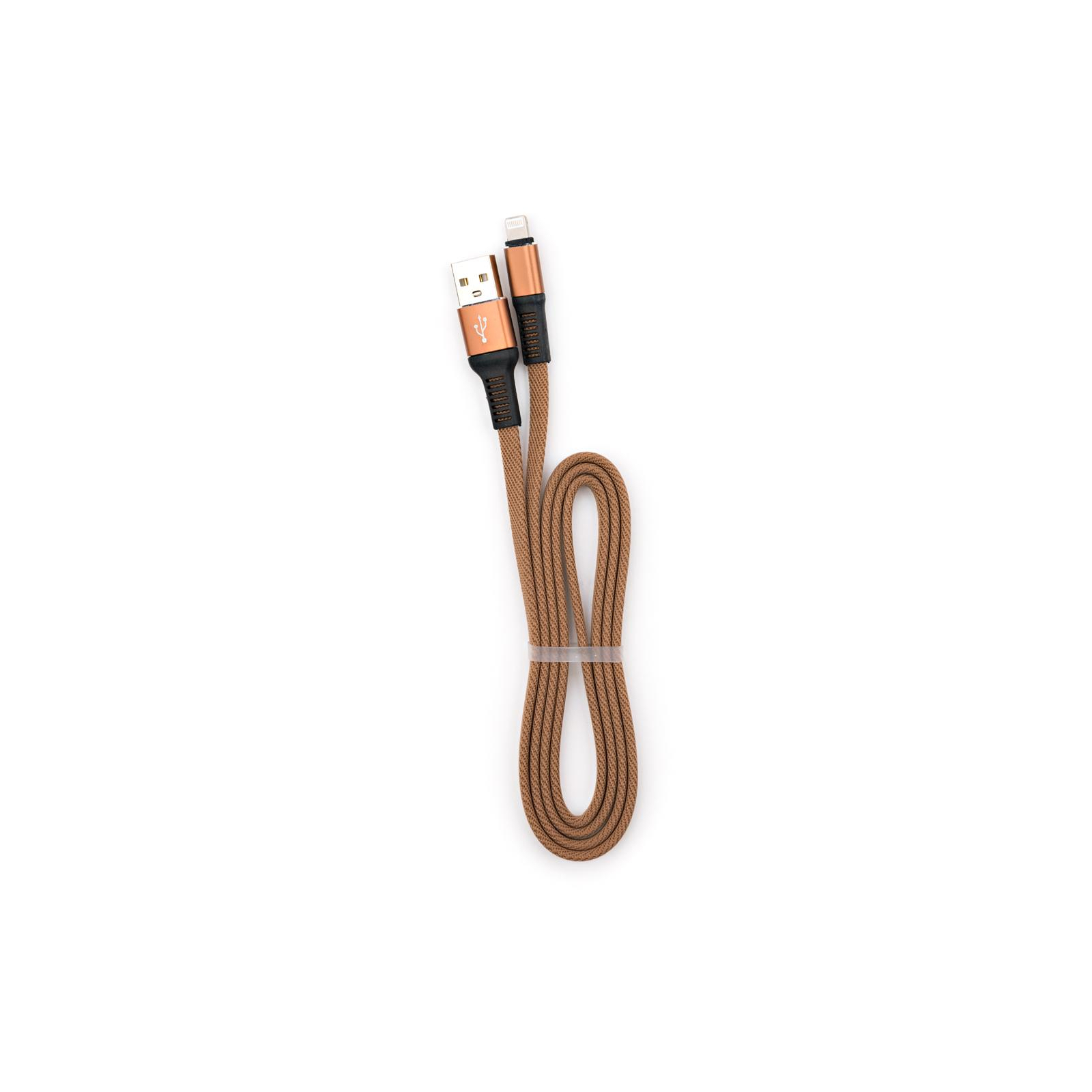 Дата кабель USB 2.0 AM to Lightning 1m flat nylon brown Vinga (VCPDCLFNB1BR) изображение 2